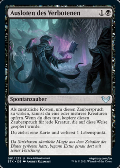 Plumb the Forbidden\nStrixhaven: School of Mages - German\nSingle\nMagic The Gathering